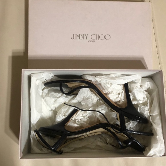 Jimmy Choo Shoes - Black Jimmy Choo Heel Strappy Sandals